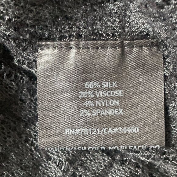 Eileen Fisher Black Silk Blend Open Waterfall Cardigan Crinkly Knit-Sz. XS - Picture 5 of 8